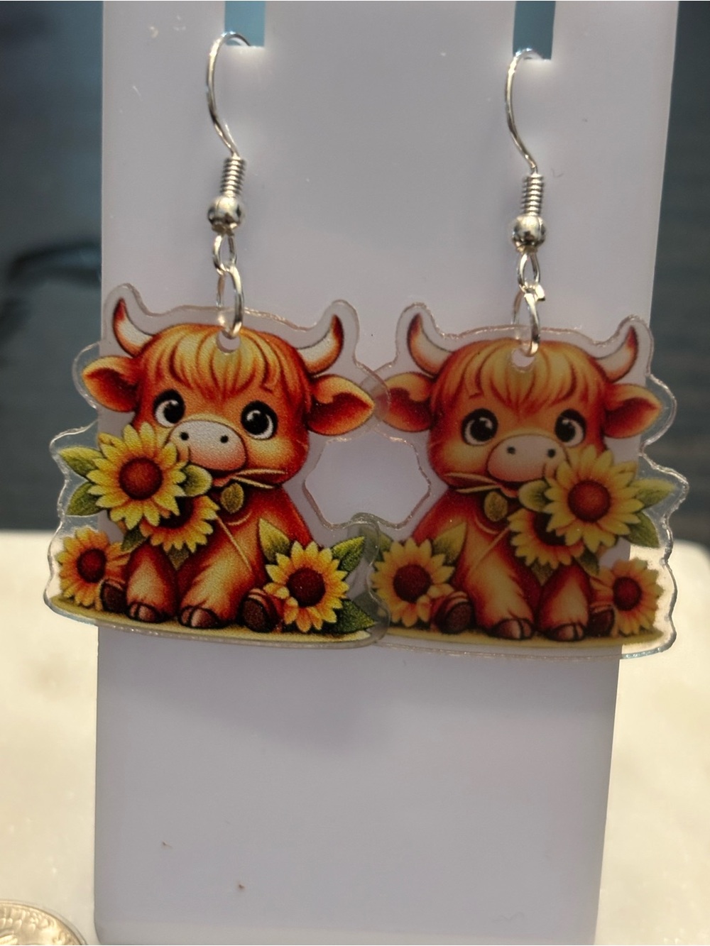Kawaii Holstein Cow Acrylic Dangle Earrings